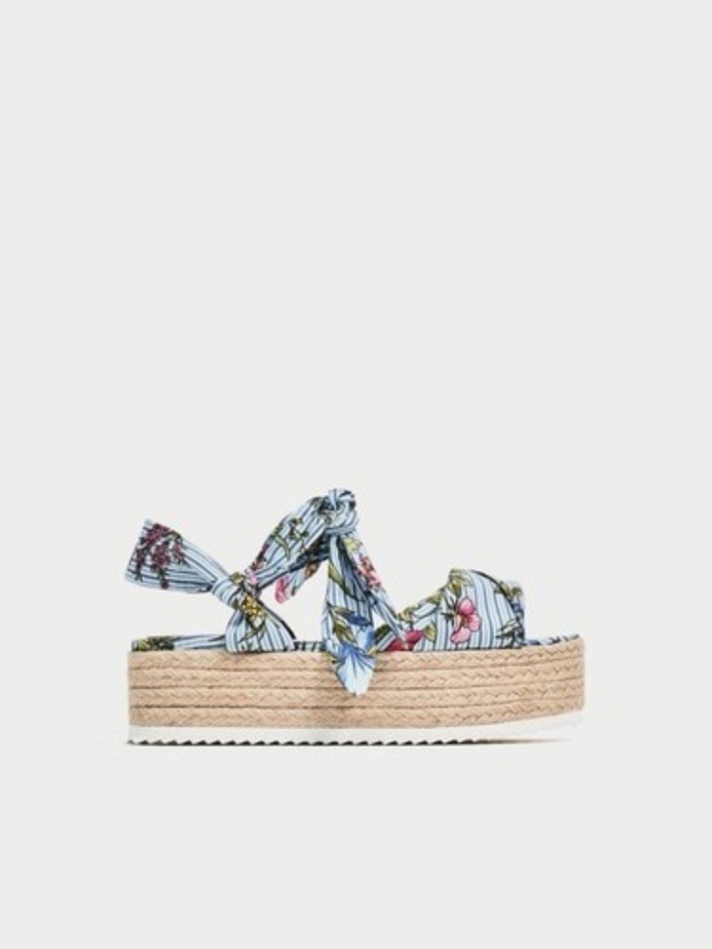 ZARA Women Tied Floral Raffia Platforms Shoes Size US 10/ EU 40